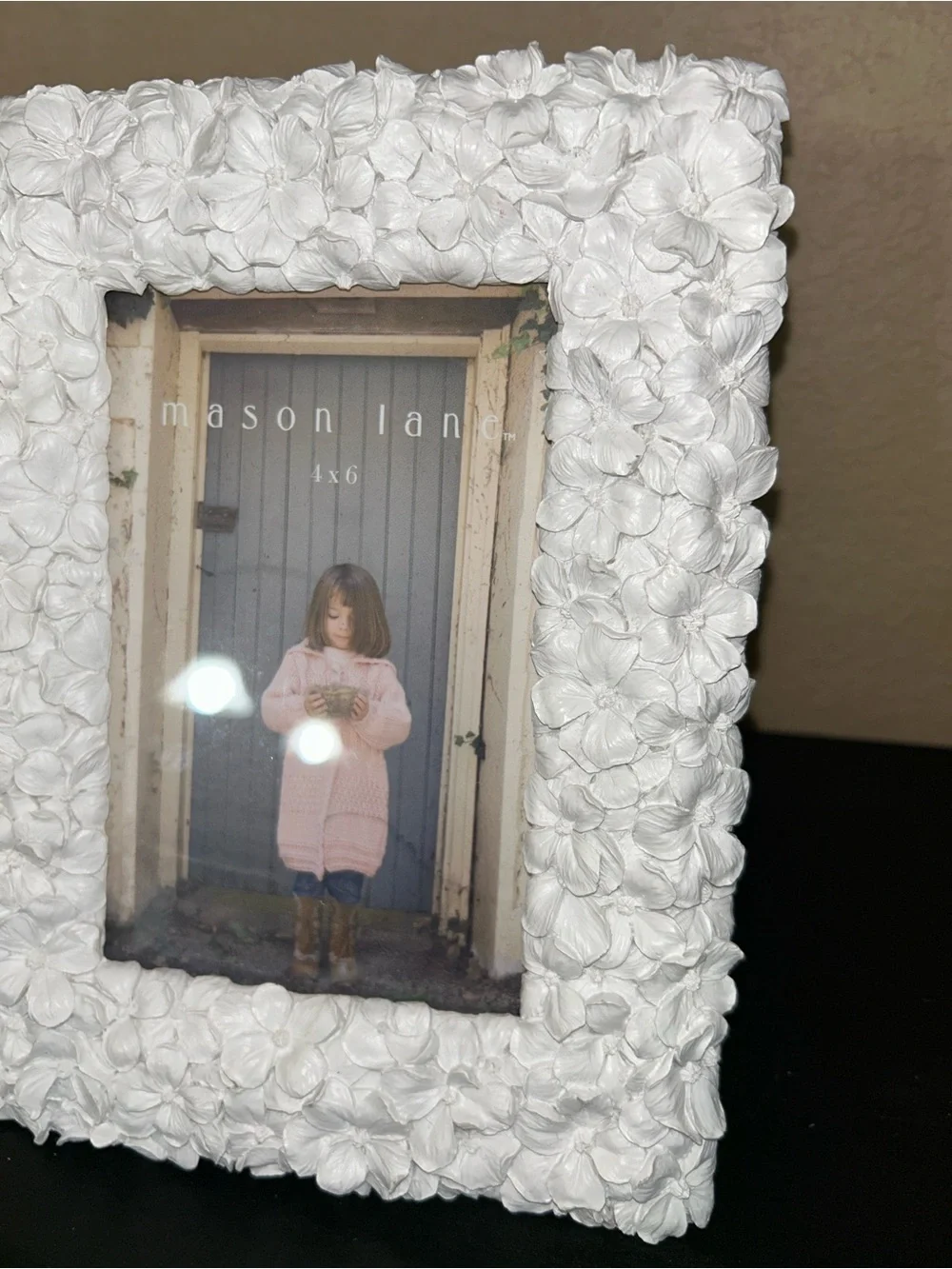Shabby Chic White 3D Floral Resin Picture Frame Cottagecore Flower Coated